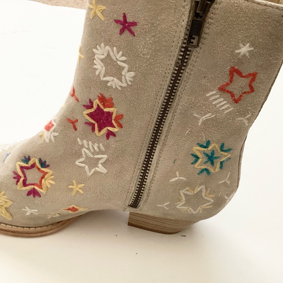 NEW Free People Bowers Embroidered Leather Western Booties - Stone - 38 - Picture 5 of 9